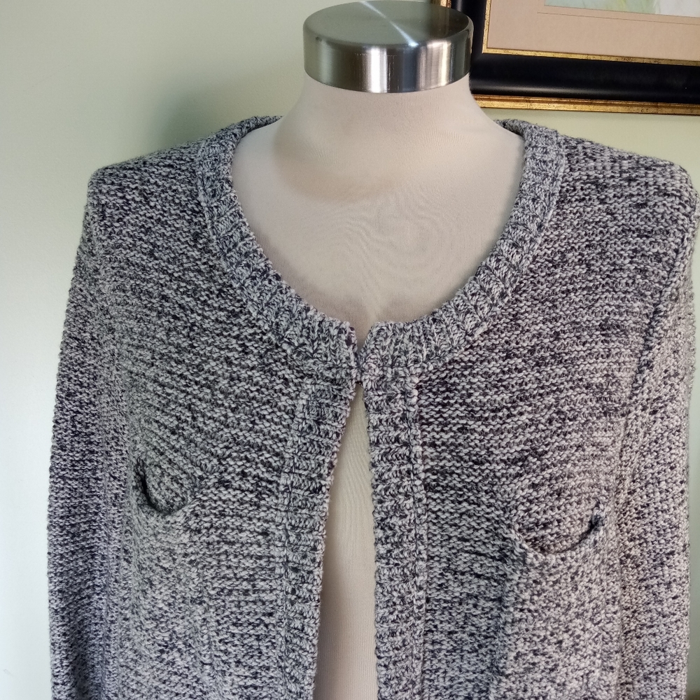 LOFT | Grey Marl Cotton Cardigan w/ Closure - EUC | Size XL